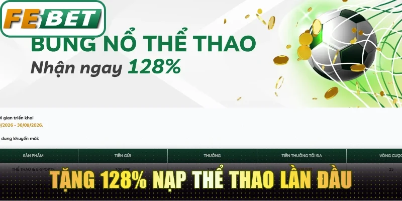 Tặng 128% nạp thể thao đặt kèo nổ thưởng tới tấp