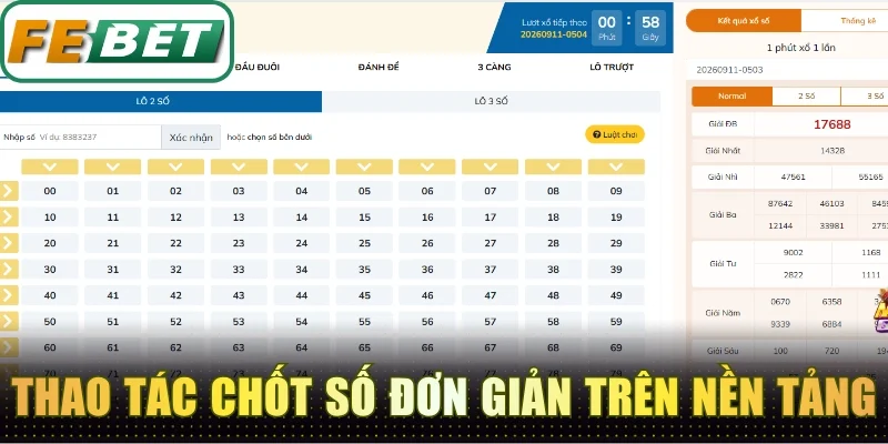 Thao tác chốt số đơn giản hợp lệ trên nền tảng